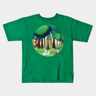 Green forest and cute animals Kids T-Shirt